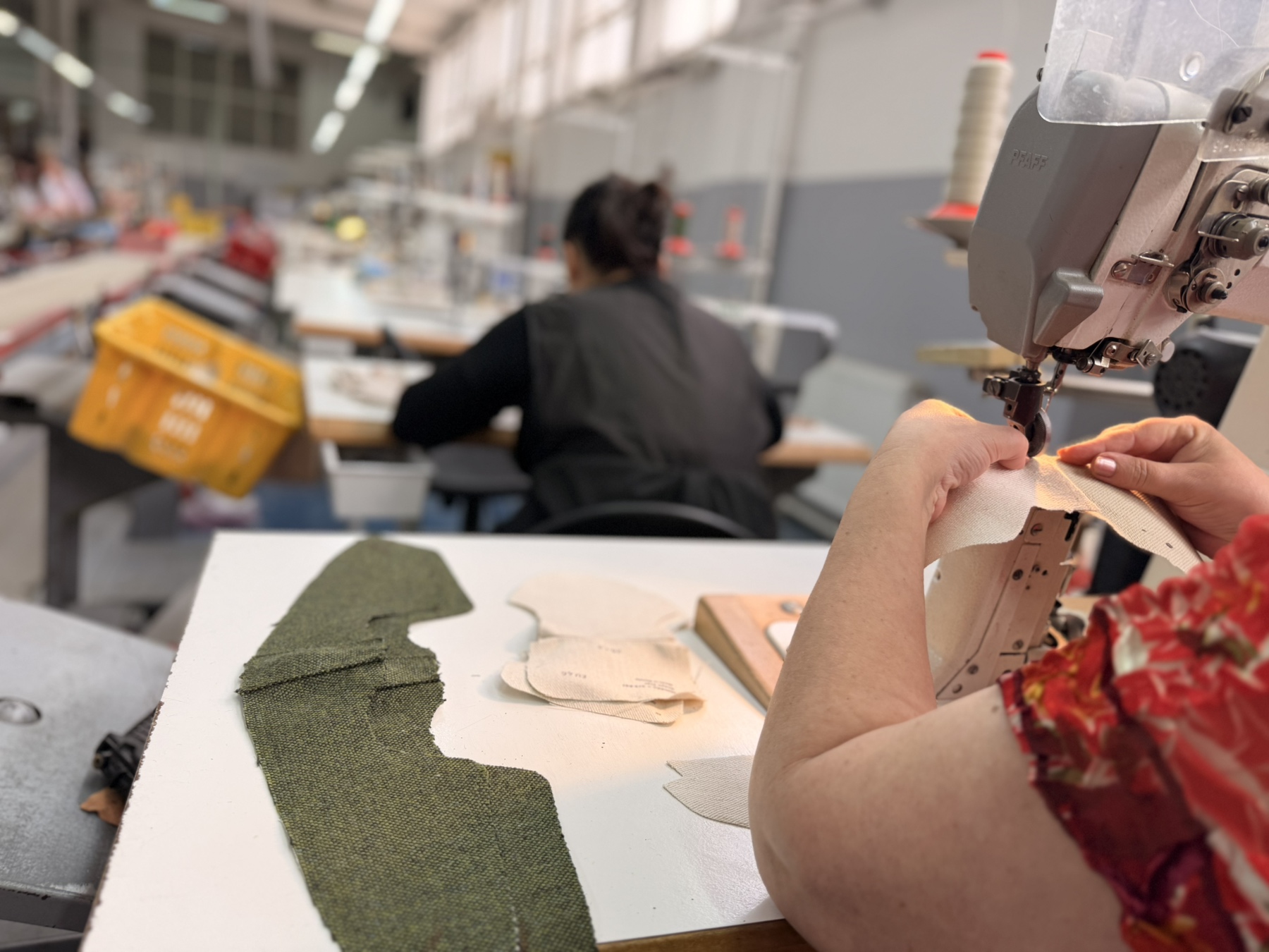 Sewing operation in footwear production